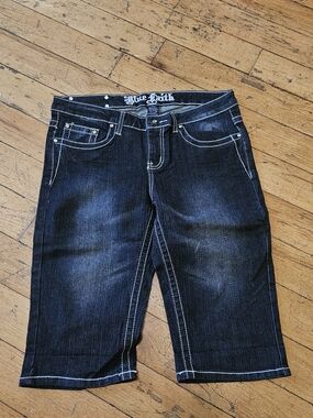​Blue Faith Denim Bermuda Shorts Women’s 11/12 Embellished Rhinestone Y2K